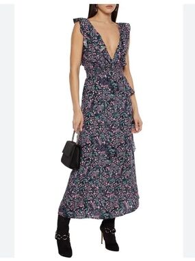 IRO Paris Santu Ruffled Shired  Multicolor Floral Maxi Dress #Boho